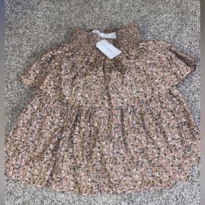 Girls Skirt Floral Beige Button Size 11-12 New Tags